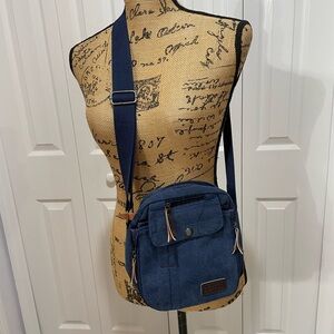 Harwish Navy Blue Canvas Messenger Bag